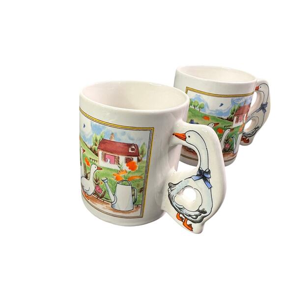 Vintage Duck Mug  stoneware Made In Japan White Ducks set of 4 - Picture 3 of 9